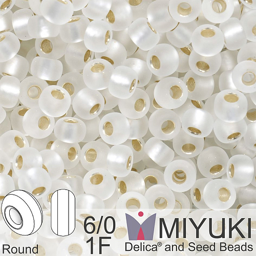 Korálky Miyuki MIX Round 6/0. Barva 1F Matte Silverlined Crystal. Balení 5g