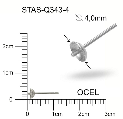 Puzeta s půlkulatým lůžkem a hrotem 4mm CHIRURGICKÁ OCEL ozn.-STAS-Q343 4