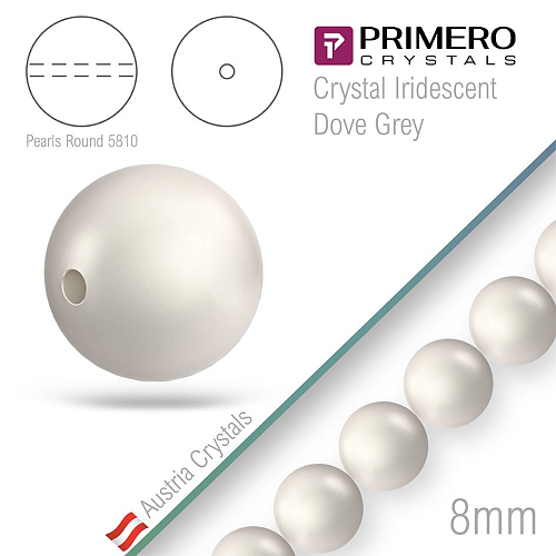 Korálky PRIMERO Crystals 5810. Barva Crystal Iridescent Dove Grey. Velikost 8mm
