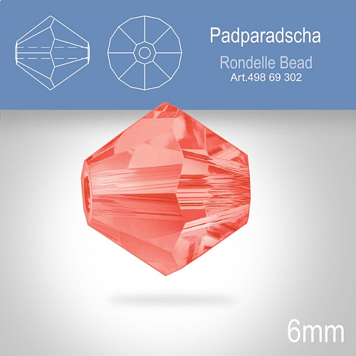 PRECIOSA Bicone MC BEAD (sluníčko) velikost 6mm. Barva Padparadscha. Balení 21ks .