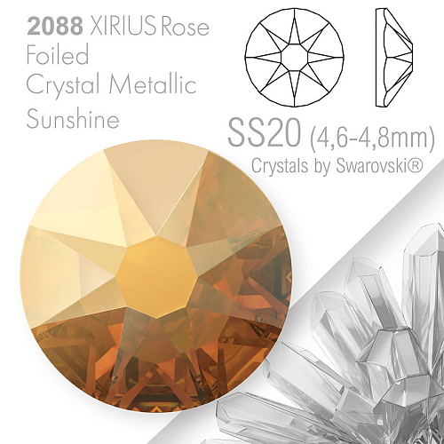 SWAROVSKI  XIRIUS Rose 2088 Foiled. Barva Crystal Metallic Sunshine velikost SS20 (4,6-4,8mm). Balení 15Ks.