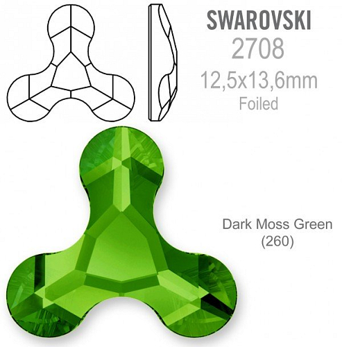 Swarovski 2708 Molecule FB Foiled velikost 12,5x13,6mm. Barva Dark Moss Green 