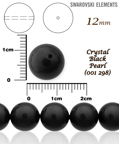 SWAROVSKI 5811 Voskované Perle barva CRYSTAL BLACK PEARL velikost 12mm. 