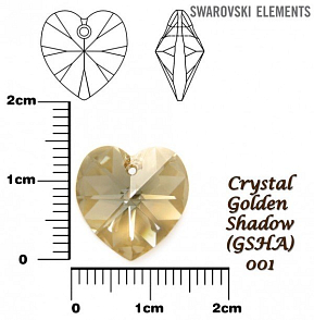 SWAROVSKI Heart Pendant 6228 barva Crystal GOLDEN SHADOW velikost 14,4x14mm.