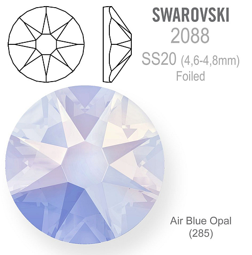 SWAROVSKI XIRIUS FOILED velikost SS20 barva AIR BLUE OPAL