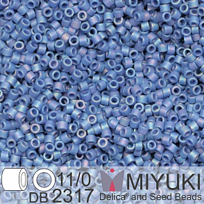 Korálky Miyuki Delica 11/0. Barva Matte Opaque Glazed Bayberry AB DB2317. Balení 5g.