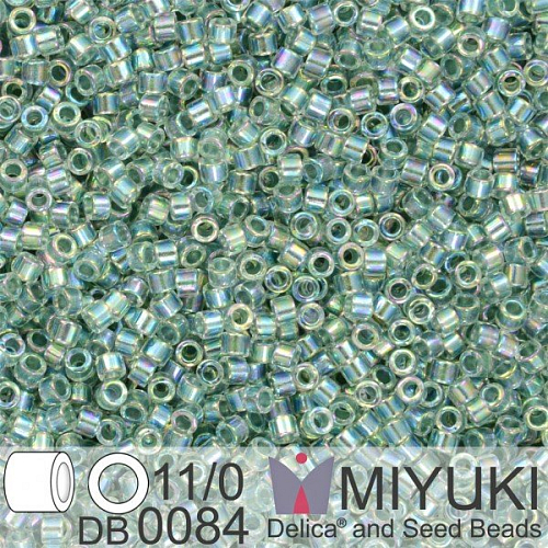 Korálky Miyuki Delica 11/0. Barva Sea Foam Lined Crystal AB  DB0084. Balení 5g.