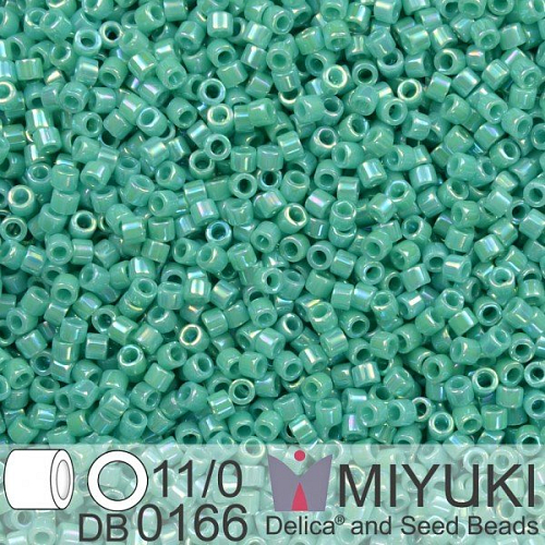 Korálky Miyuki Delica 11/0. Barva Op Turquoise Green AB  DB0166. Balení 5g.