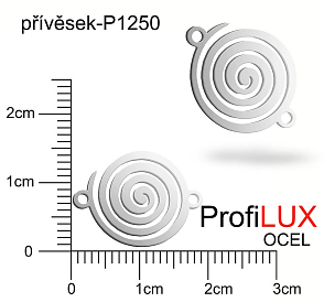 Přívěsek Ocel ozn-P1250 SPIRÁLA 2x očko  velikost 14x18mm tl.1,2mm. Řada přívěsků ProfiLUX