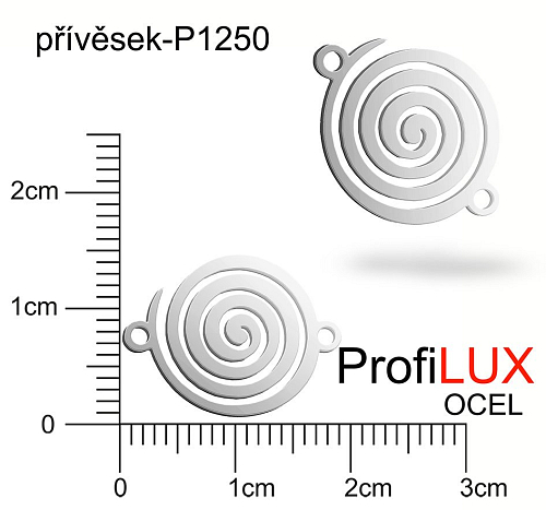 Přívěsek Ocel ozn-P1250 SPIRÁLA 2x očko  velikost 14x18mm tl.1,2mm. Řada přívěsků ProfiLUX