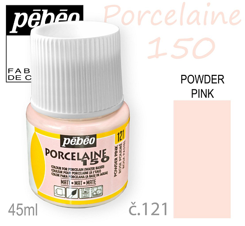 Barva na porcelán vypalovací  Pébeo Porcelaine 150. Odstín č.121 Powder Pink. Balení 45 ml.