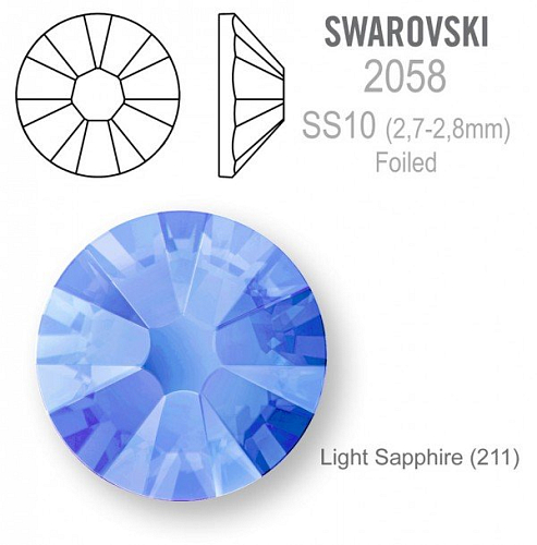 SWAROVSKI 2058 XILION Rose FOILED velikost SS10 barva Light Sapphire (211). Balení 40Ks.