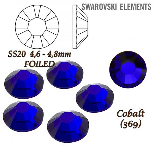 SWAROVSKI XIRIUS FOILED velikost SS20 barva COBALT 