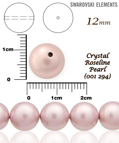 SWAROVSKI 5811 Voskované Perle barva CRYSTAL ROSALINE PEARL velikost 12mm. 