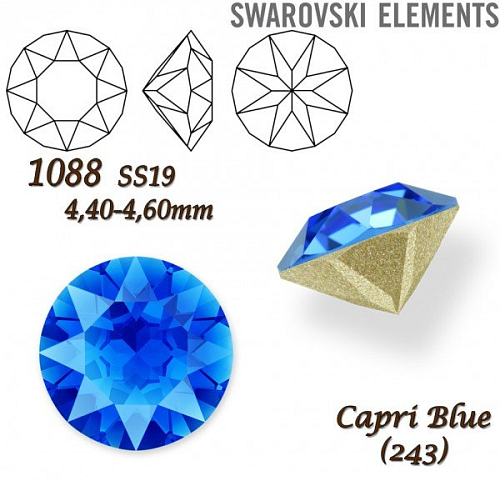 SWAROVSKI XIRIUS 1088 SS19 (4,40-4,60mm) barva CAPRI BLUE (243).
