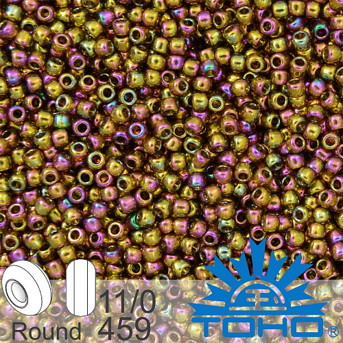 Korálky TOHO tvar ROUND (kulaté). Velikost 11/0. Barva č.459-Gold-Lustered Dk Topaz. Balení 8g