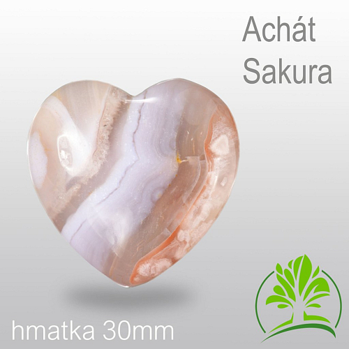 Minerály HMATKY tvar Srdce velikost 30mm Achát Sakura