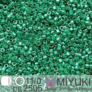 Korálky Miyuki Delica 11/0. Barva Duracoat Galvanized Dk Mint Green DB2505. Balení 5g.