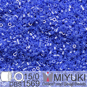 Korálky Miyuki Delica 15/0. Barva DBS 1569 Opaque Cyan Blue Luster. Balení 2g.