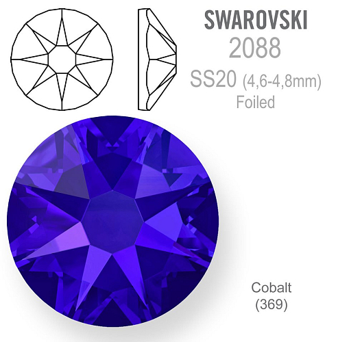 SWAROVSKI 2088 XIRIUS FOILED velikost SS20 barva Cobalt 