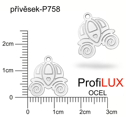 Přívěsek Chirurgická Ocel ozn-P758 KOČÁR velikost 15x15mm. Řada přívěsků ProfiLUX