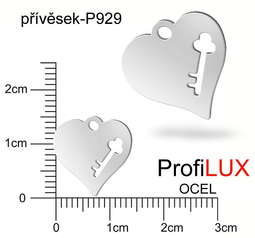 Přívěsek Chirurgická Ocel ozn-P929 Srdce s KLÍČEM velikost  15x15mm. Řada přívěsků ProfiLUX