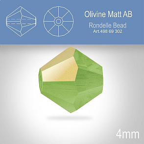 PRECIOSA Bicone MC BEAD (sluníčko) velikost 4mm. Barva Olivine AB Matt. Balení 30ks .