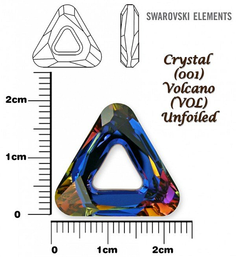 SWAROVSKI ELEMENTS Cosmic Triangle 4737 barva CRYSTAL (001) VOLCANO (VOL) velikost 20mm.