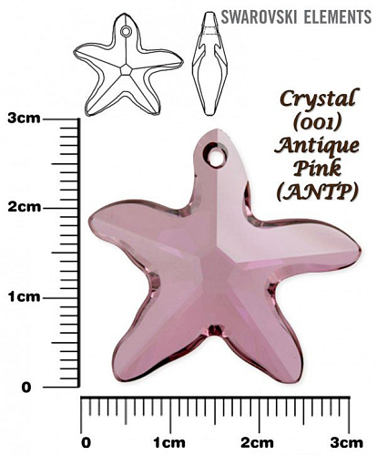 SWAROVSKI Starfish Pendant barva CRYSTAL ANTIQUE PINK velikost 28mm.