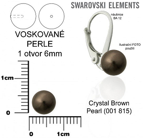 SWAROVSKI 5818 Voskované Perle 1otvor barva CRYSTAL BROWN PEARL velikost 6mm.