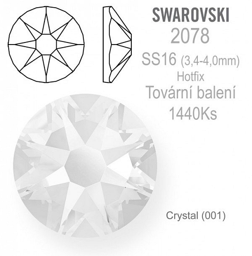 Swarovski XIRIUS Rose HOTFIX 2078 velikost SS16 barva Crystal tovární balení