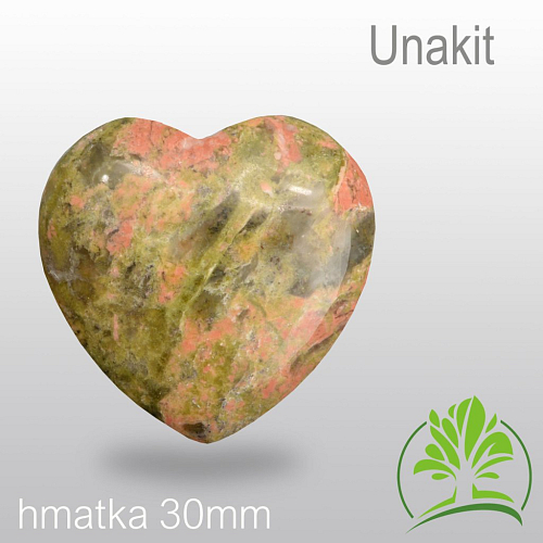 Minerály HMATKY tvar Srdce velikost 30mm Unakit