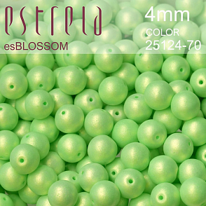 Korálky esBLOSSOM voskované tvar kulatý. Velikost 4mm. Barva 25124-70 (zelená+listr). Balení 31ks na návleku. 