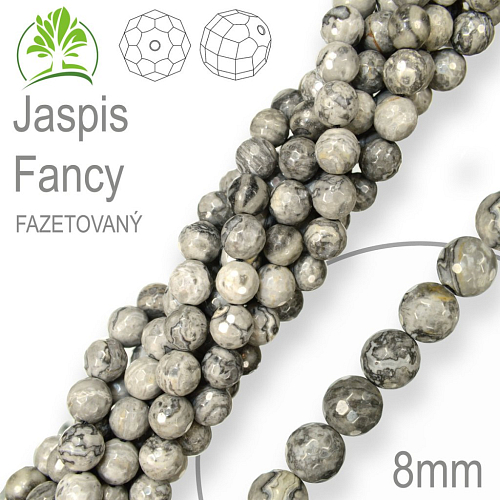 Korálky z minerálů Jaspis Fancy  Fazetovaný přírodní polodrahokam. Velikost pr.8mm. Balení 10Ks.
