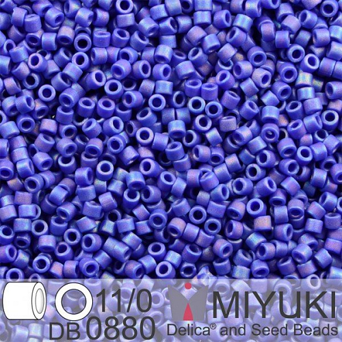 Korálky Miyuki Delica 11/0. Barva Matte Op Cobalt AB DB0880. Balení 5g