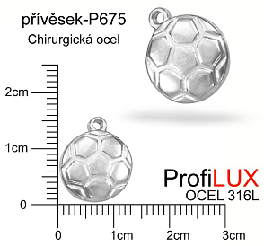 Přívěsek Chirurgická Ocel ozn-P675 Fotbalový MÍČ velikost 13x16mm. Řada přívěsků ProfiLUX