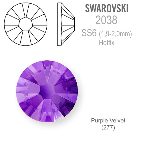 SWAROVSKI XILION rose HOTFIX 2038 velikost SS6 barva Purple Velvet (277)
