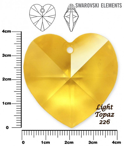 SWAROVSKI Heart Pendant barva LIGHT TOPAZ velikost 40mm.