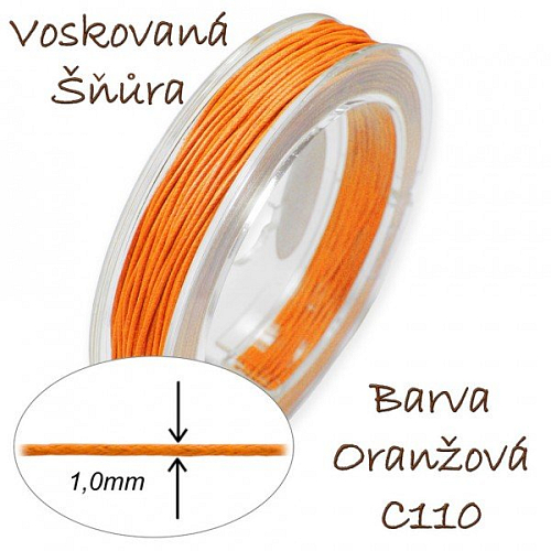 Voskovaná šňůra-síla 1,0mm v barvě oranžové č. C110