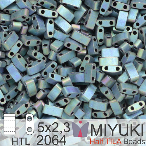 Korálky Miyuki Half Tila. Barva Matte Metallic Blue Green Iris  HTL 2064 Balení 3g