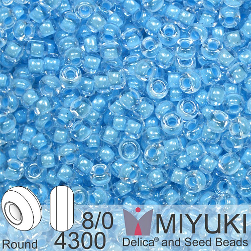 Korálky Miyuki Round 8/0. Barva 4300  Luminous Ocean Blue. Balení 5g