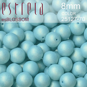 Korálky esBLOSSOM voskované tvar kulatý. Velikost 8mm. Barva 25127-70 (sv.modrá+listr). Balení 15ks na návleku. 