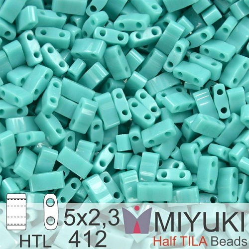 Korálky Miyuki Half Tila. Barva Op Turquoise Green  HTL 412 Balení 3g
