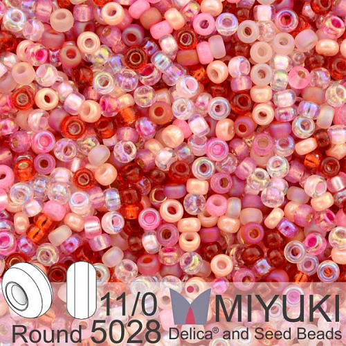 Korálky Miyuki Round 11/0. Barva Valentine Mix 5028. Balení 5g.