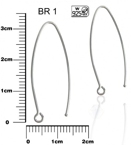 NÁUŠNICE ozn. BR 1. Materiál STŘÍBRO AG925.váha 0,59g. 