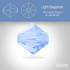 PRECIOSA Bicone MC BEAD (sluníčko) velikost 4mm. Barva Light Sapphire. Balení 31ks .