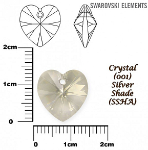 SWAROVSKI Heart Pendant barva CRYSTAL SILVER SHADE velikost 14,4x14mm.