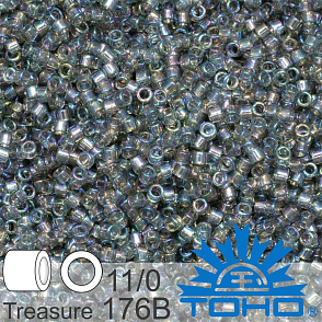 Korálky TOHO tvar TREASURE (válcové). Velikost 11/0. Barva č. 176B-Trans-Rainbow Gray . Balení 5g.