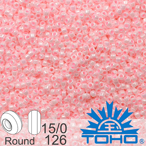 Korálky TOHO tvar ROUND (kulaté). Velikost 15/0. Barva č.126 Opaque-Lustered Baby Pink. Balení 5g.