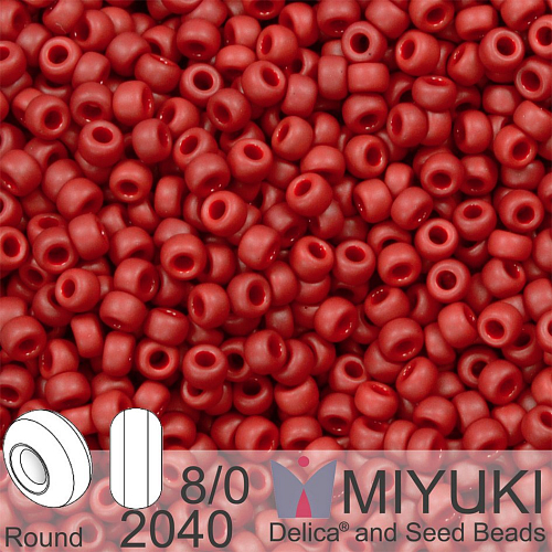 Korálky Miyuki Round 8/0. Barva 2040 Matte Metallic Brick Red. Balení 5g